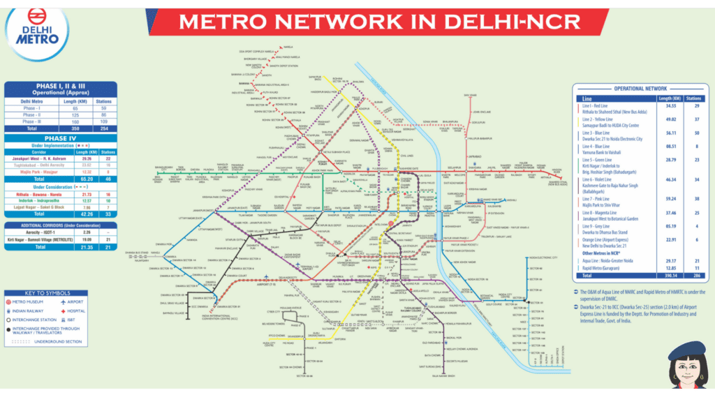 Delhi Metro Map shows how extensive the network is and why riding the metro is the best way to get around Delhi