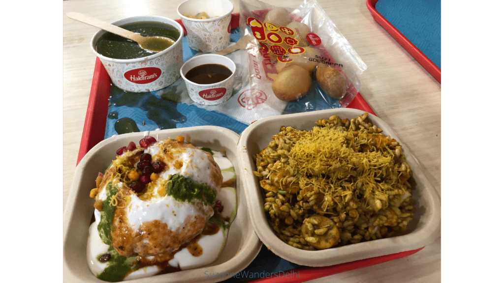 A full tray of food at Haldiram's