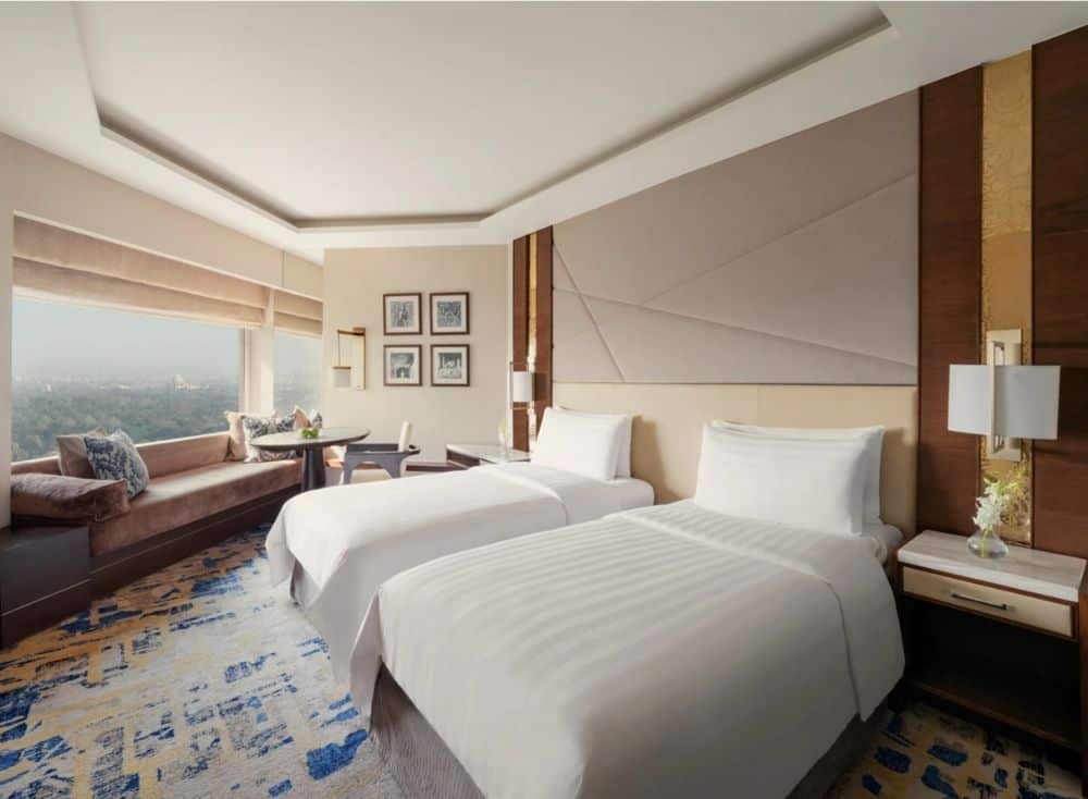 Deluxe room at Shangri-la Eros Hotel New Delhi, one of the best hotels to stay at in Delhi