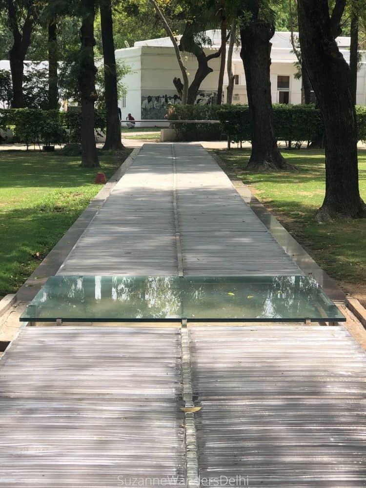 coverd walkway where Indira Gandhi took last steps in her garden, Delhi