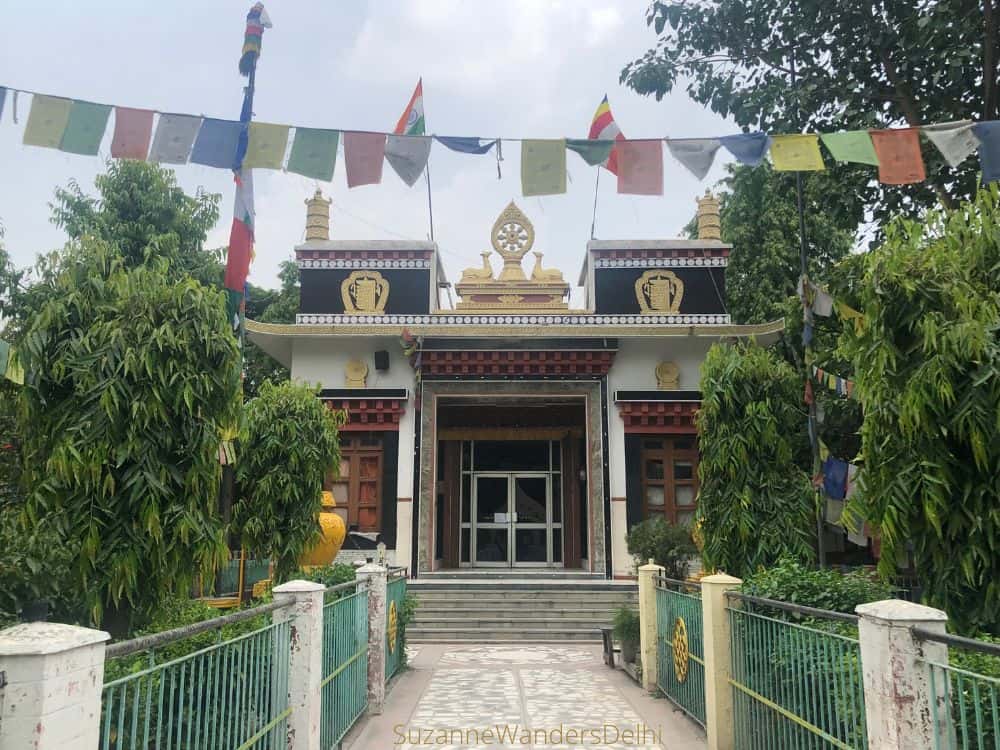 The front and entrance of Ladakh Buddhist Vihara in Delhi