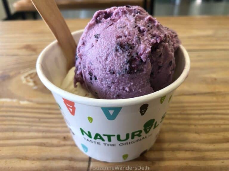 paper bowl of two scoops of Naturals ice cream