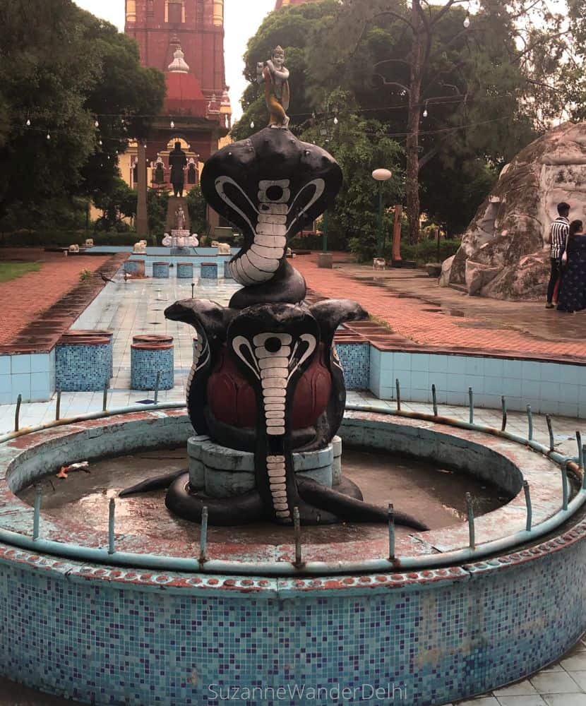 The Naga fountain at Birla Mandir in Delhi