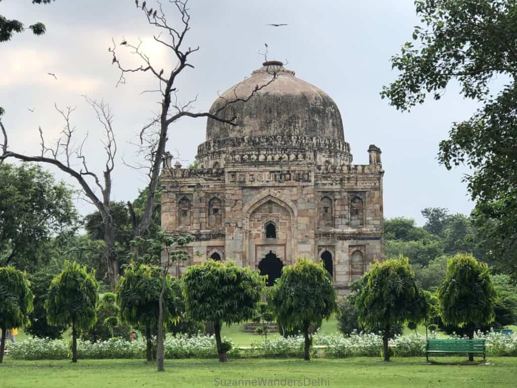An ancient two tiered and domed mausoleum surrounded by greenery in Lodhi Colony, this should be on all Delhi itineraries