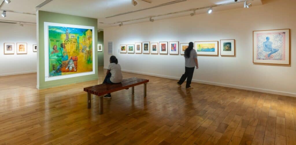 Painting exhibition inside Kiran Nader Museum of Art, one of the best museum and galleries in Delhi