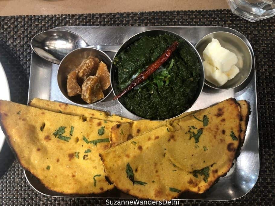sarson ka saag at Lota Cafe in Delhi, one of the best places for early breakfast in Delhi