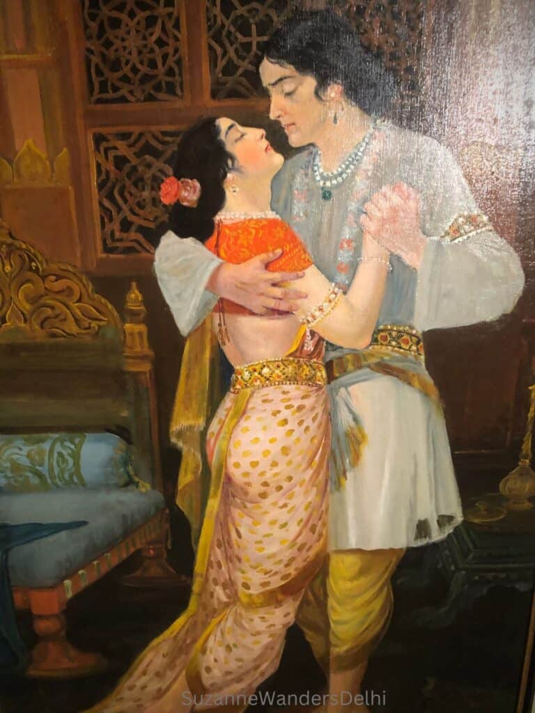 oil paining of Indian man and woman in close embrace at DAG, one of the best museums and galleries in Delhi