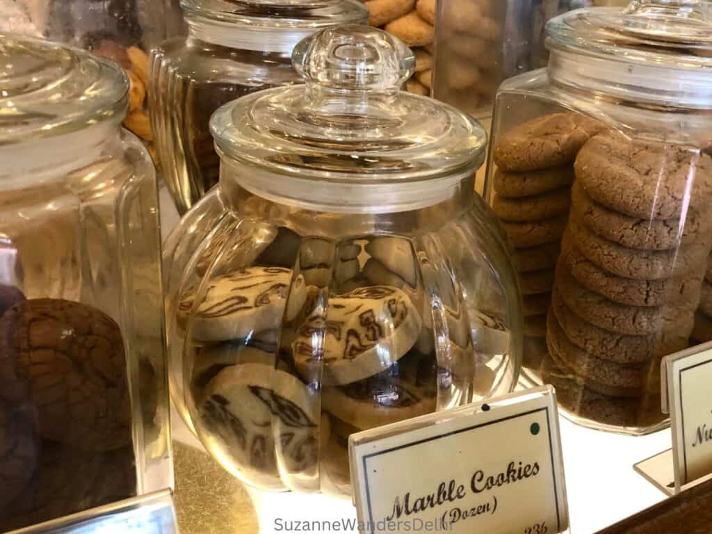 Large glass jars filled with cookies at Big Chill Cakery, one of the best bakeries in Delhi