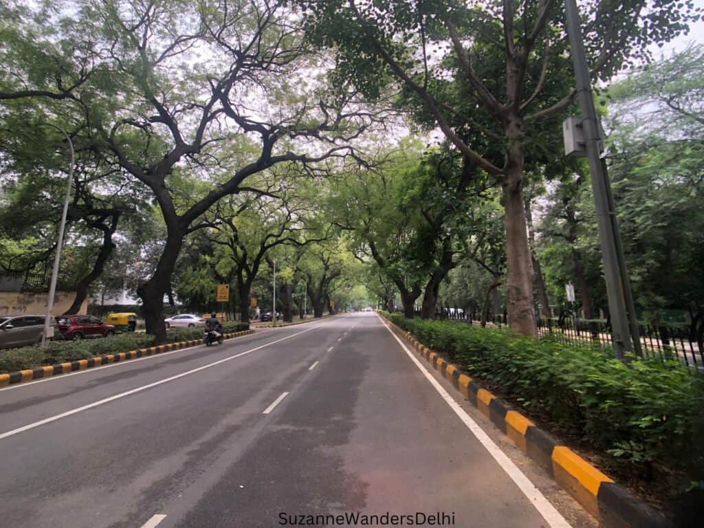 A wide leafy street in Delhi, one of the reasons Delhi is worth visiting