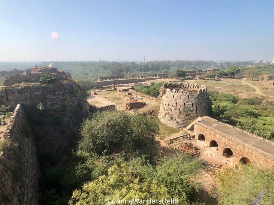 elevated view of Tughlaqabad Fort in Delhi