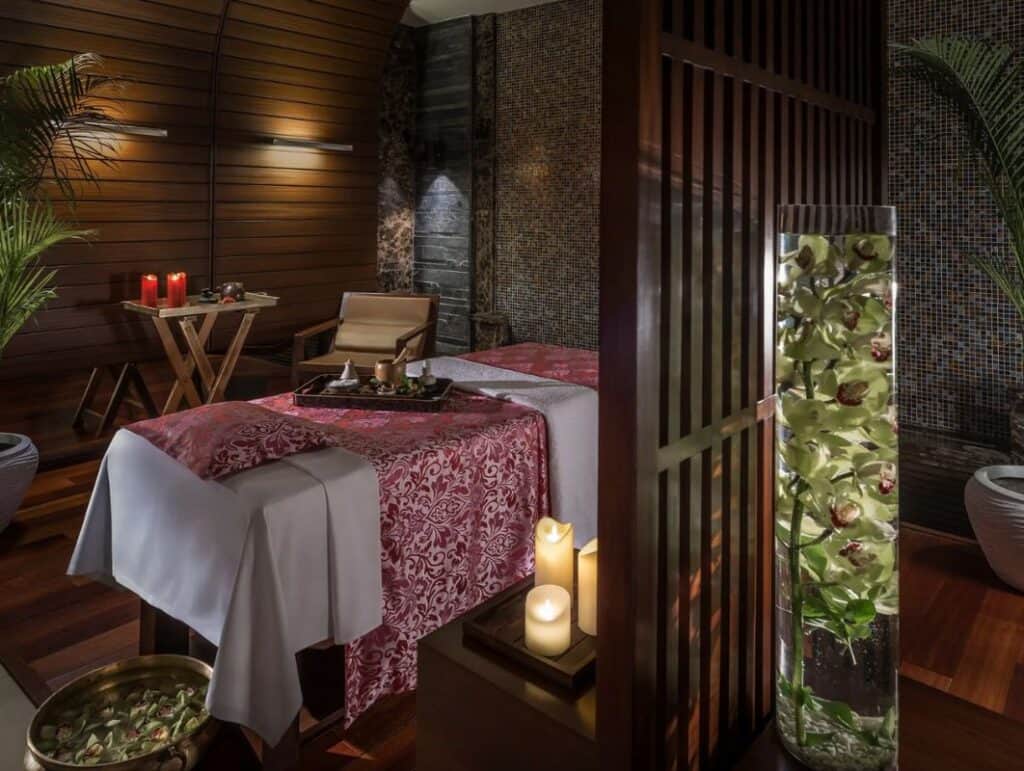 Treatment roomat Chi, The Spa in Delhi's Shangri-La Eros Hotel, one of the massage parlours in a luxury hotel 