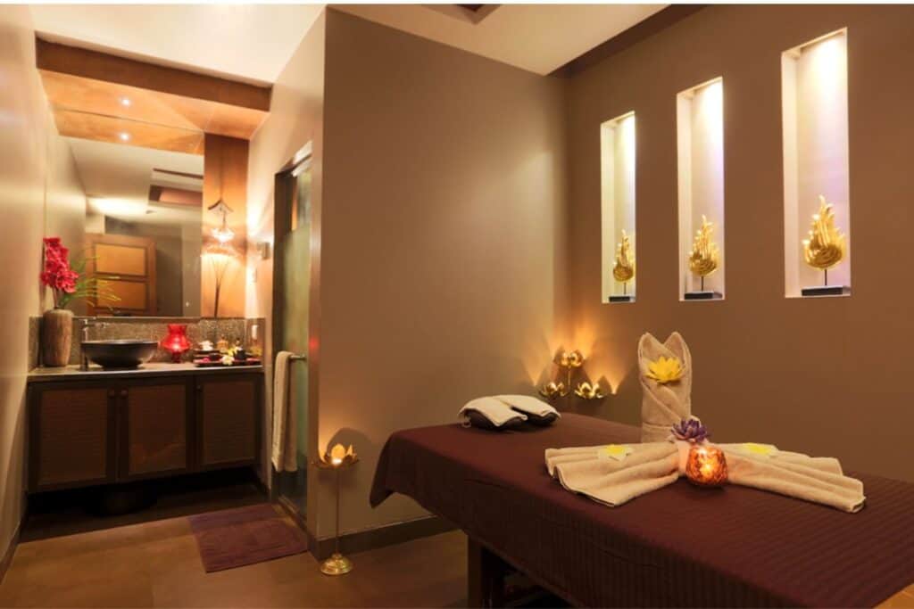 Treatment room at Sawadhee Traditional Thai Massage, one of the best massage parlours in Delhi 