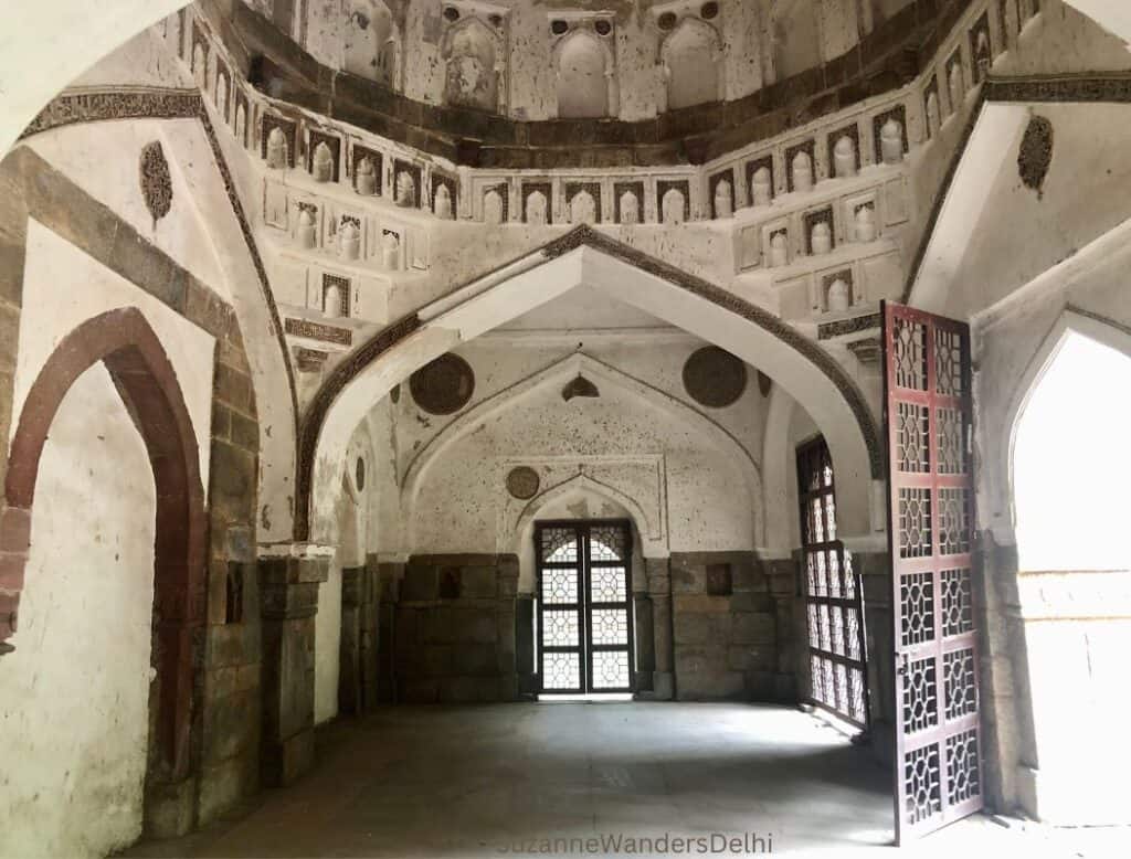 The interior domed structure of the Mohammad Wali Masjid, one of the most obsure spots to picnic in Delhi