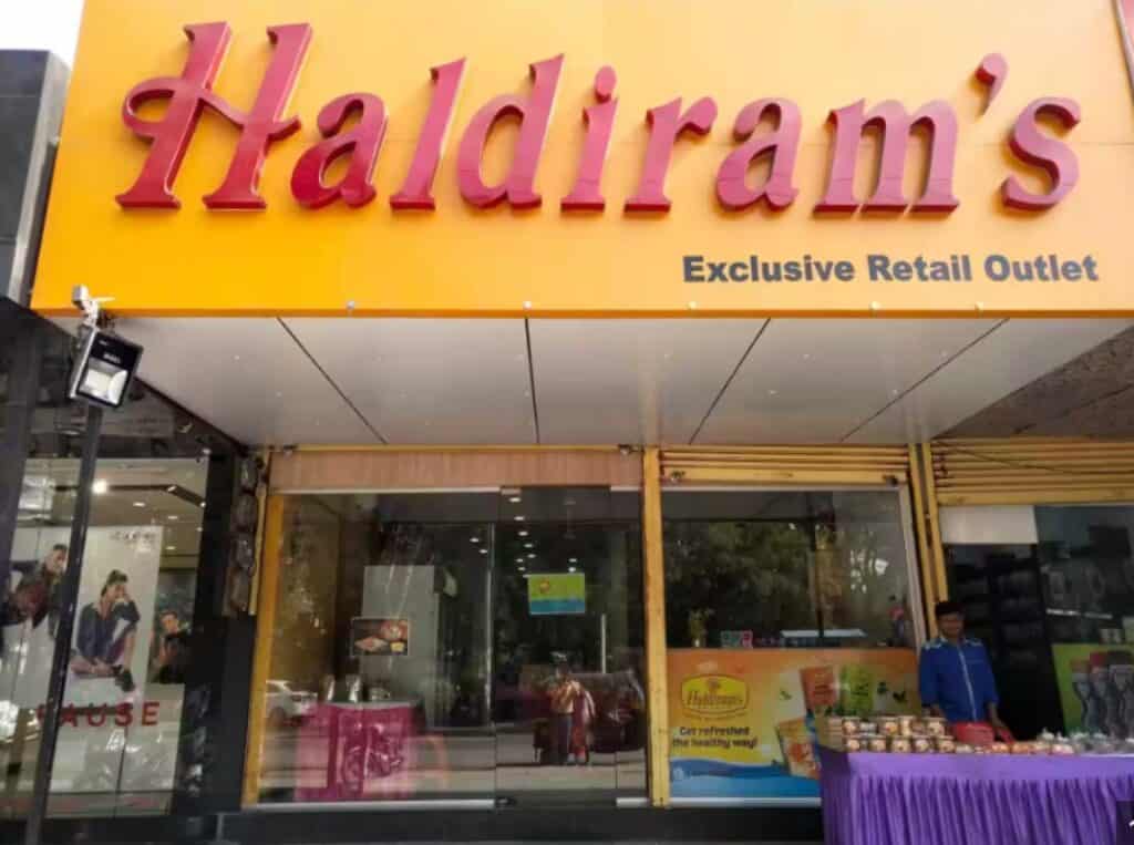 Store front of Haldiram's, a great place to buy edible gifts and souvenirs in Delhi