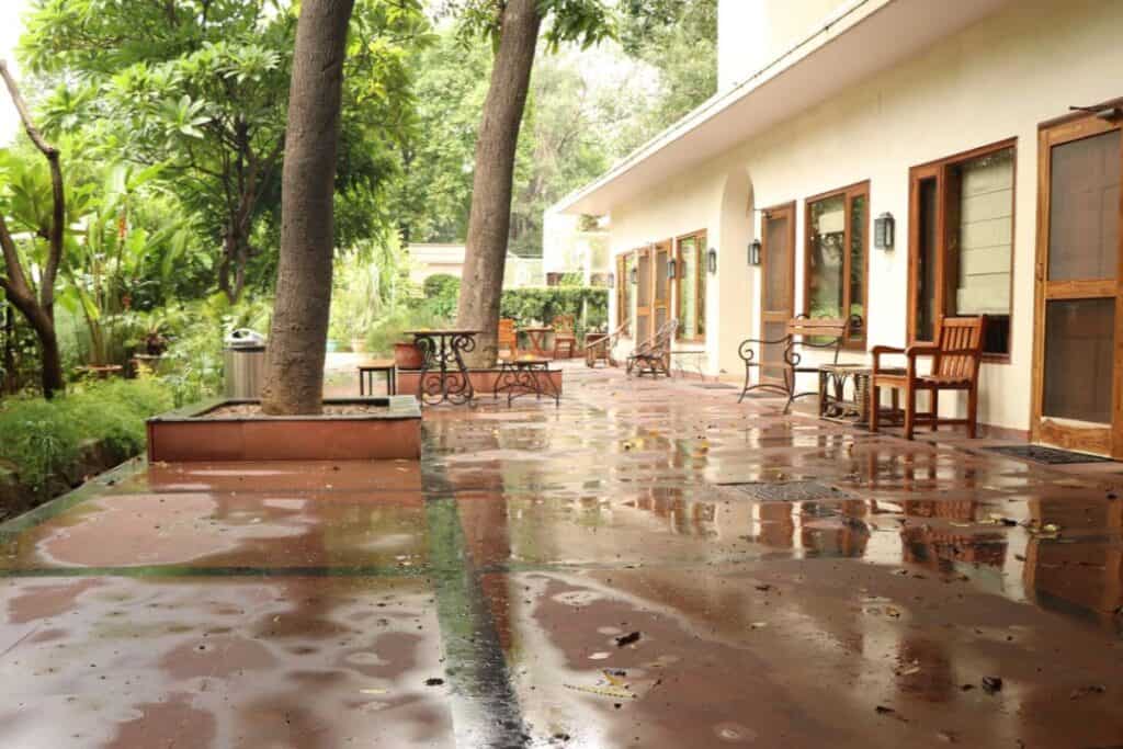 exterior verandah and garden of Lutyens Bungalow in Delhi