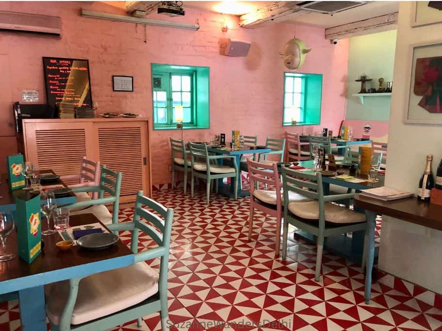 interior of Guppy restaurant in Delhi