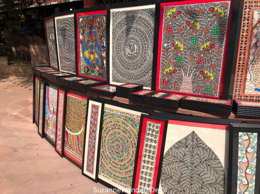 display of Indian prints and artwork