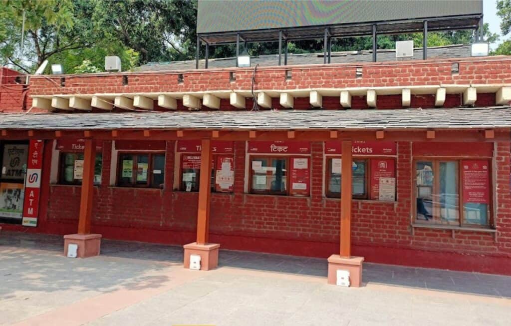 The red brick ticket booth at Dilli Haat INA