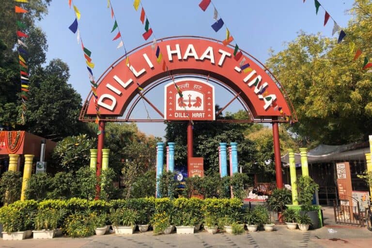 Entrance sign to Dilli Haat INA in Delhi