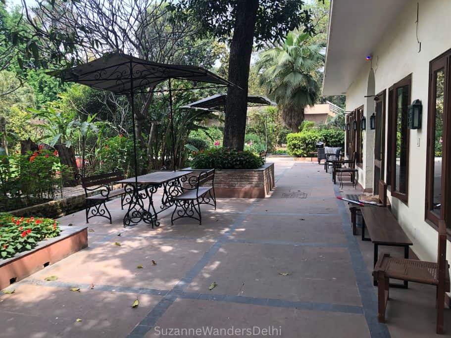 Terrace and gardens at Lutyens Bungalow in Delhi