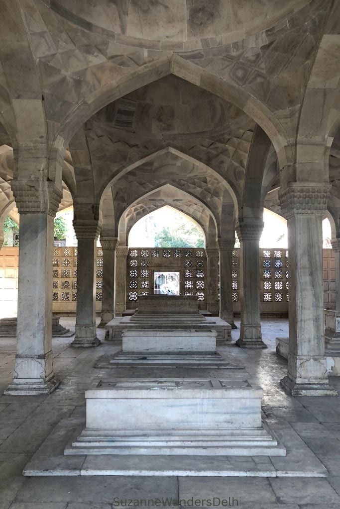 long view of interior of Chausath Khamba in Nizamuddin Basti