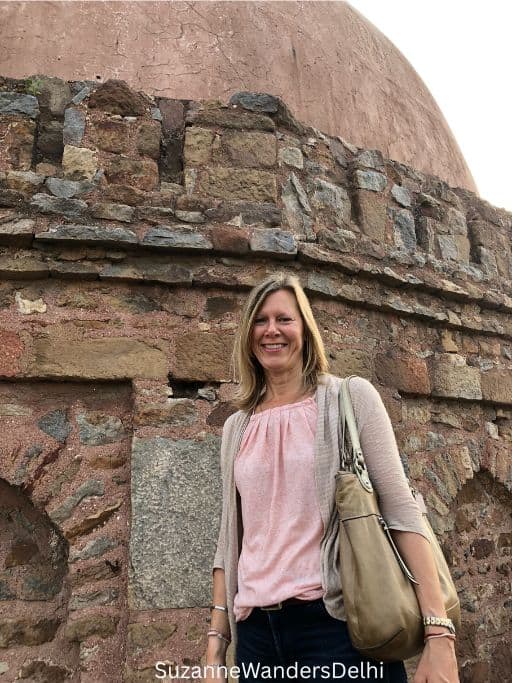author standing in front of gumbad of Dadi Tomb in Green Park