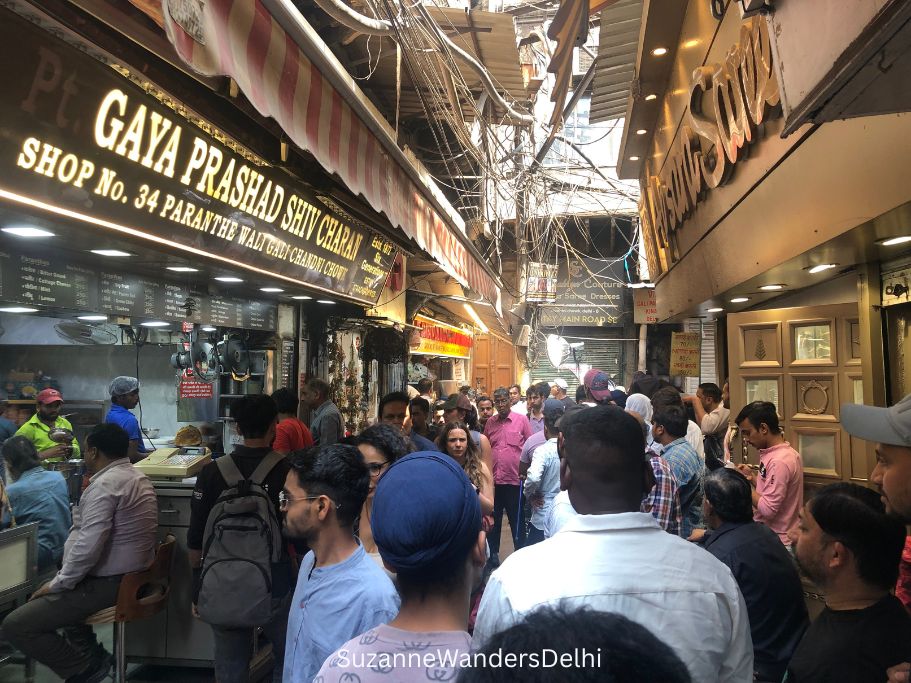 Paranthe Wali Gali crowded with people in Chandni Chowk