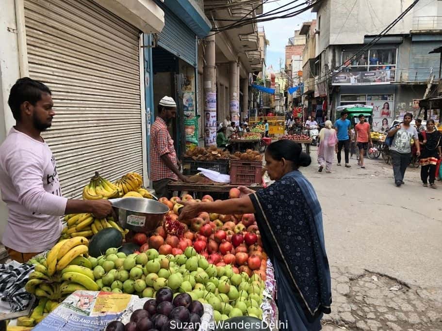 fruit stand in main market in Mehrauli Village, Delhi